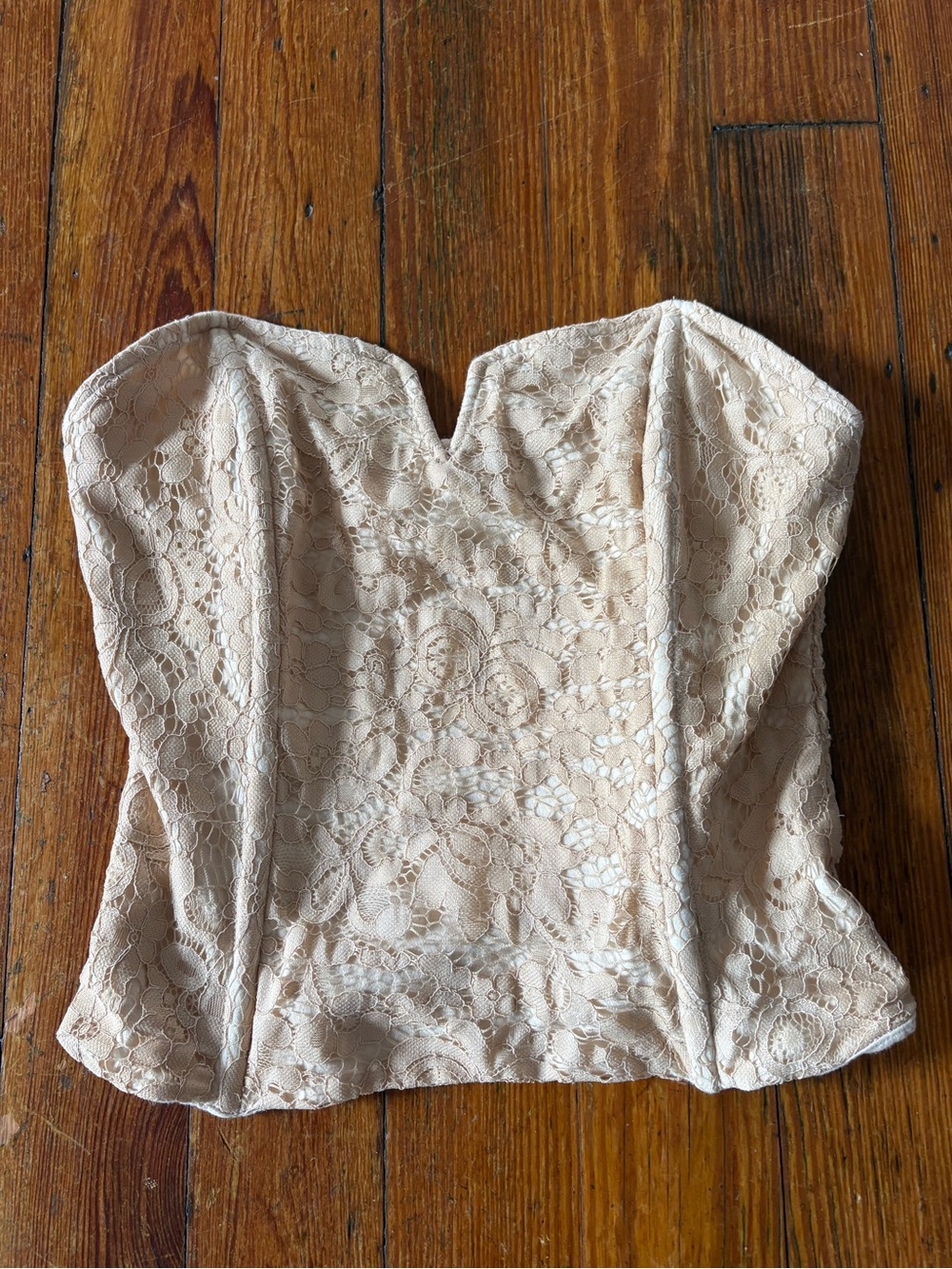 Strapless Lace Bustier Bandeau Top - Cream